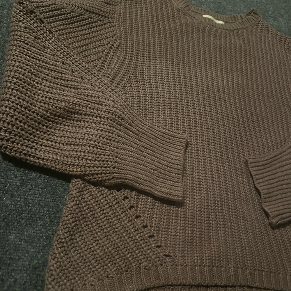 if it were me Chocolate Brown Crew Neck Sweater